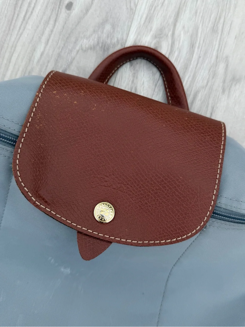 Longchamp Le Pliage Original Backpack in a grey-blue